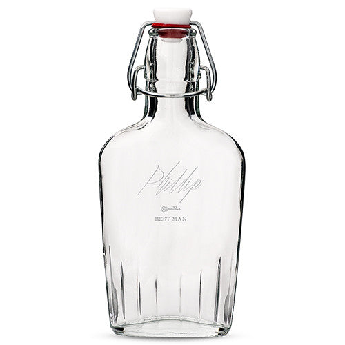 Personalized Clear Glass Hip Flask Key Etching