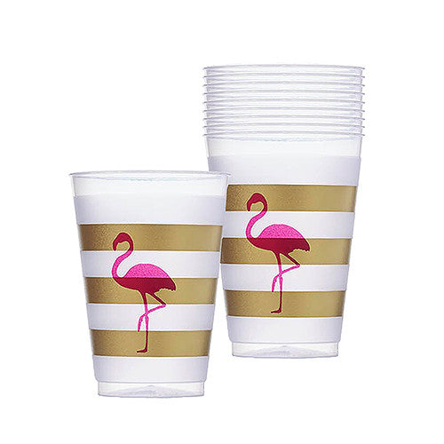 Pink Flamingo Frosted Plastic Tumblers