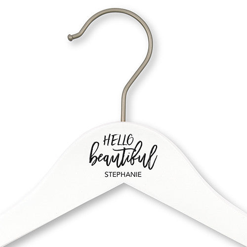 Personalized Wooden Wedding Hanger - Hello Beautiful Printing Black
