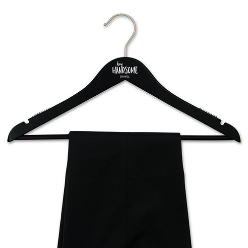 Personalized Wooden Suit Hanger - Black - Hey Handsome Printing