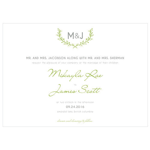 Woodland Pretty Invitation Grass Green