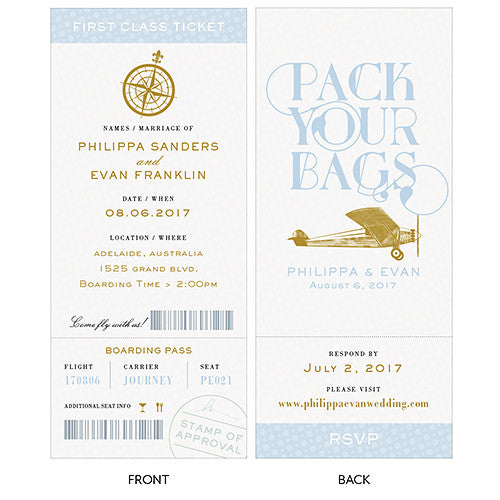 Vintage Travel Boarding Pass Style Invitation With RSVP