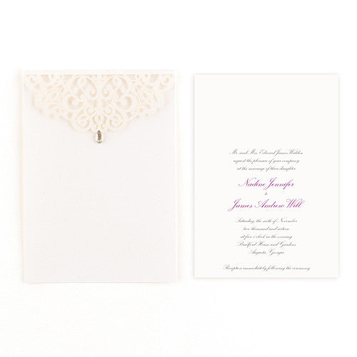 Pearl Romance Laser Embossed Invitations with Personalization