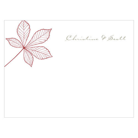 Autumn Leaf Note Card Willow Green