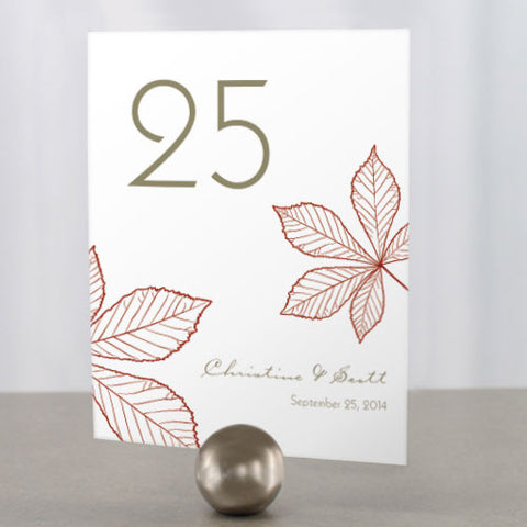 Autumn Leaf Table Number Numbers 1-12 Willow Green