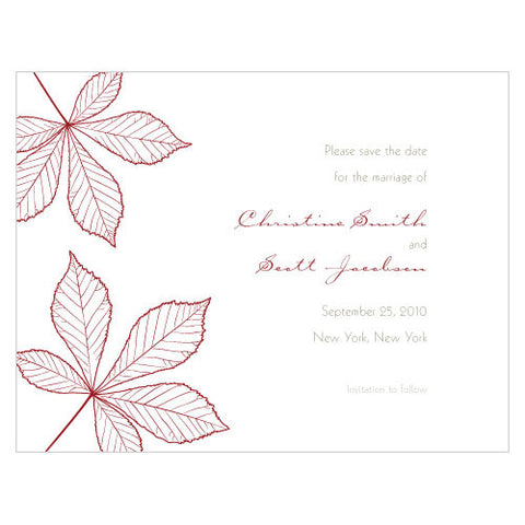 Autumn Leaf Save The Date Card Willow Green