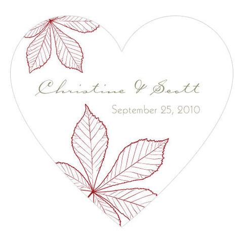 Autumn Leaf Heart Sticker Willow Green