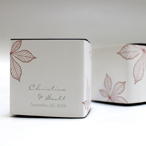 Autumn Leaf Cube Favor Box Wrap Willow Green
