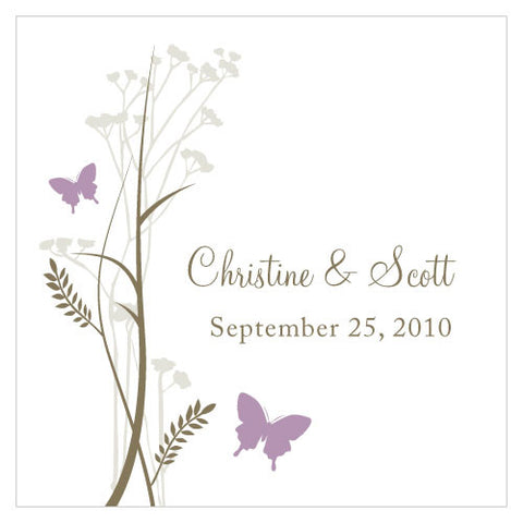 Romantic Butterfly Square Tag Lavender