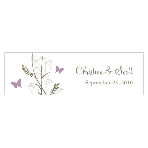 Romantic Butterfly Small Rectangular Tag Lavender