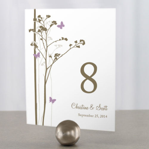 Romantic Butterfly Table Number Numbers 1-12 Lavender