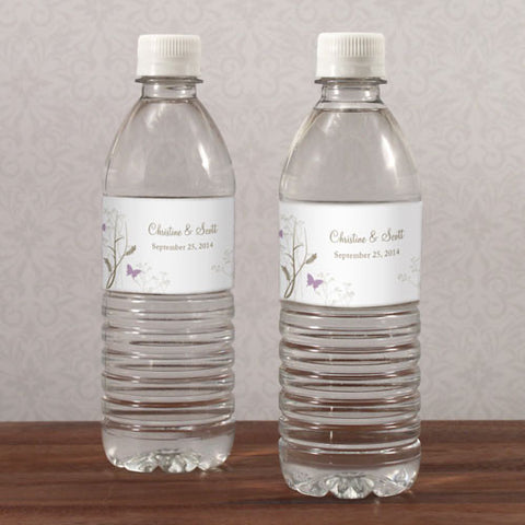 Romantic Butterfly Water Bottle Label Lavender