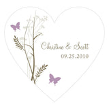 Romantic Butterfly Heart Sticker Lavender