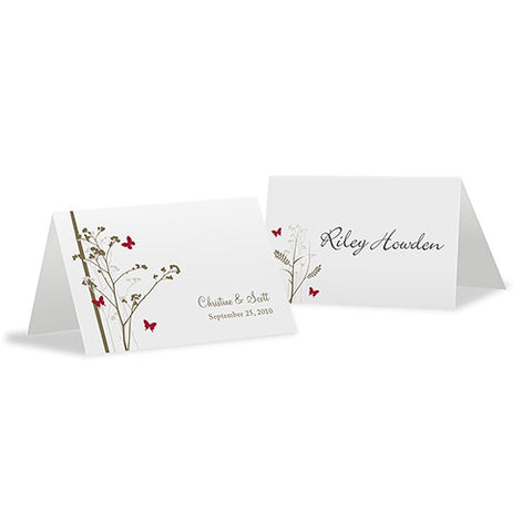 Romantic Butterfly Place Card With Fold Lavender