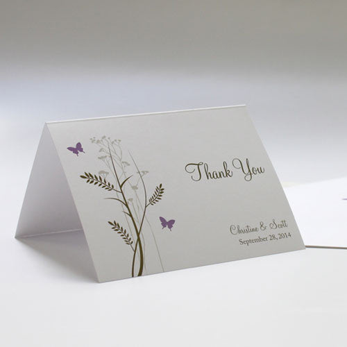 Romantic Butterfly Thank You Card Lavender