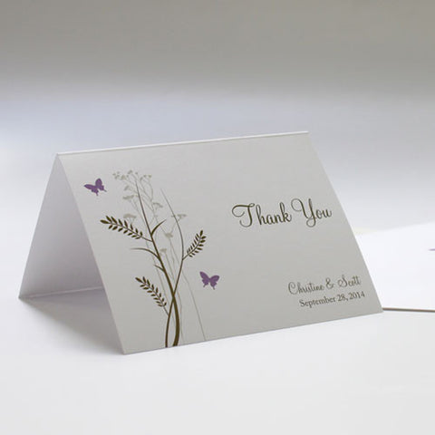 Romantic Butterfly Thank You Card Lavender
