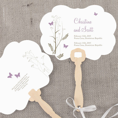 Romantic Butterfly Personalized Hand Fan Lavender