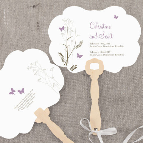 Romantic Butterfly Personalized Hand Fan Lavender