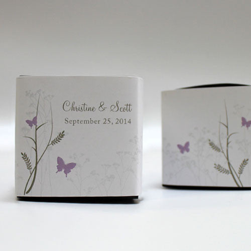 Romantic Butterfly Cube Favor Box Wrap Lavender
