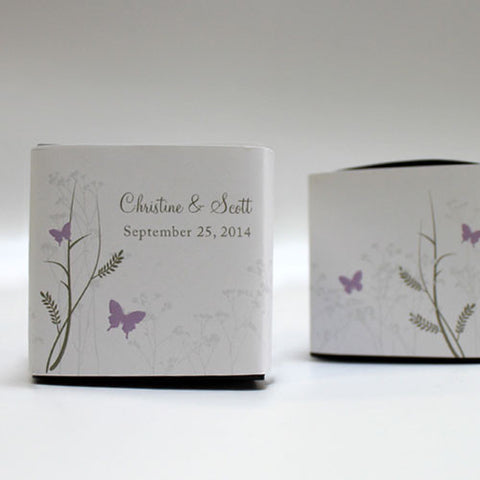 Romantic Butterfly Cube Favor Box Wrap Lavender