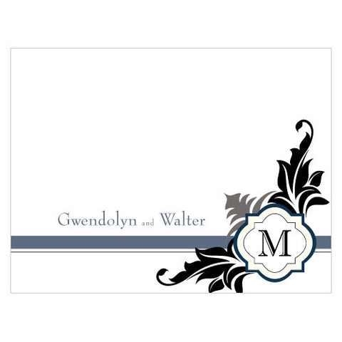 Lavish Monogram Note Card Black