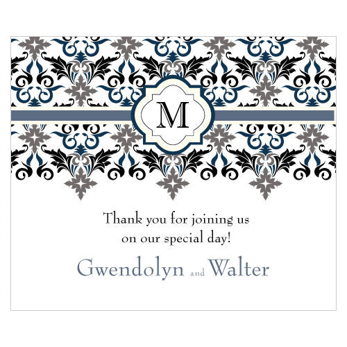 Lavish Monogram Rectangular Label Black
