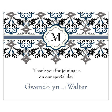 Lavish Monogram Rectangular Label Black
