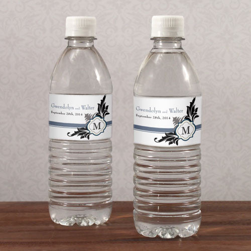 Lavish Monogram Water Bottle Label Black