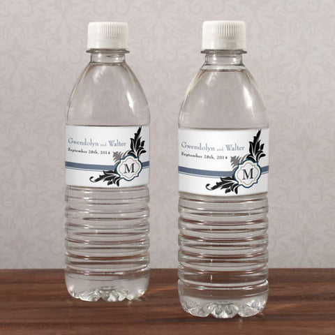 Lavish Monogram Water Bottle Label Black