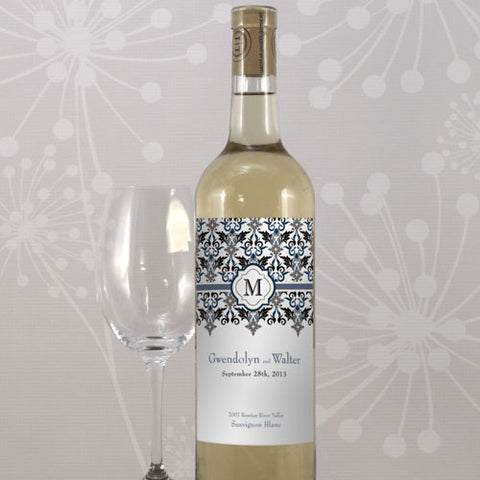 Lavish Monogram Wine Label Black