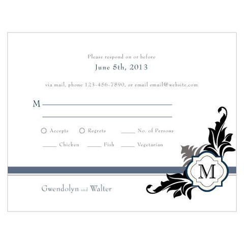 Lavish Monogram RSVP Black