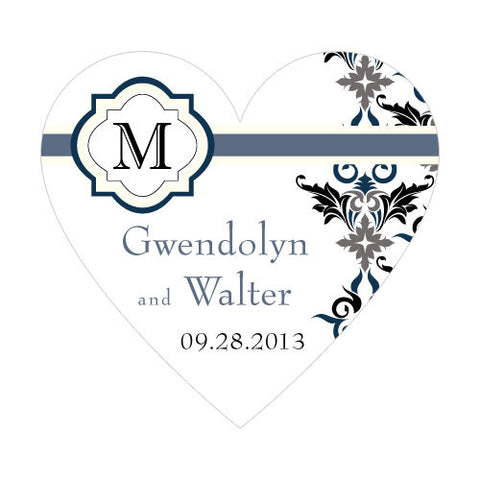 Lavish Monogram Heart Sticker Black