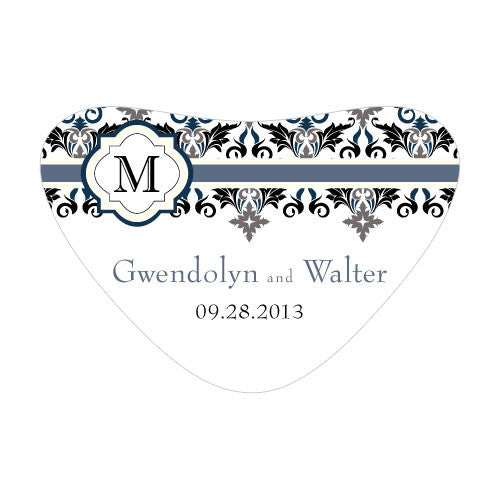Lavish Monogram Heart Container Sticker Black