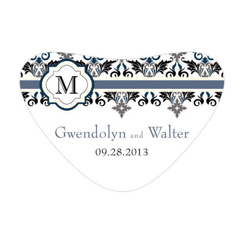 Lavish Monogram Heart Container Sticker Black
