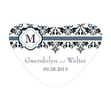 Lavish Monogram Heart Container Sticker Black
