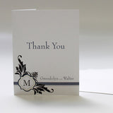 Lavish Monogram Thank You Card Black