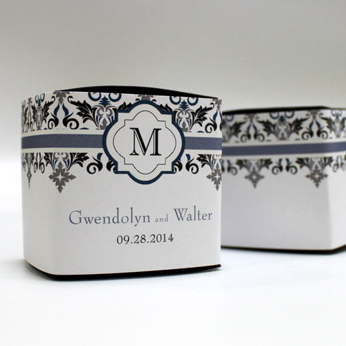 Lavish Monogram Cube Favor Box Wrap Black