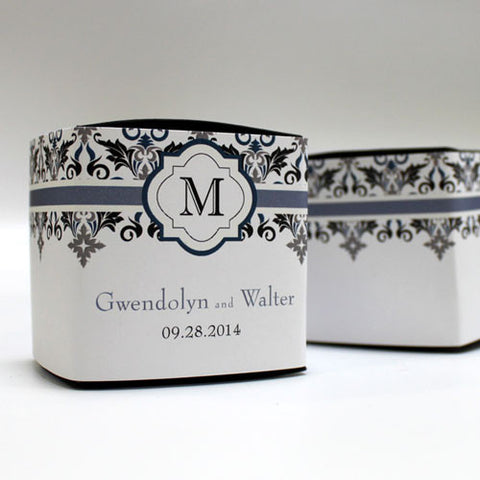 Lavish Monogram Cube Favor Box Wrap Black