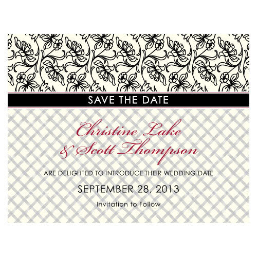 Eclectic Patterns Save The Date Card Classical Green