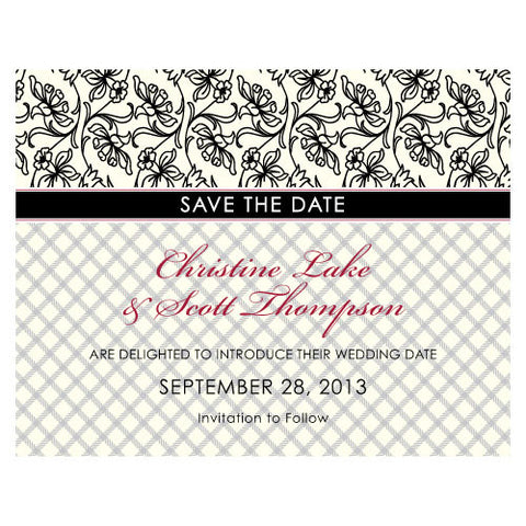 Eclectic Patterns Save The Date Card Classical Green