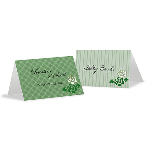 Eclectic Patterns Place Card With Fold Classical Green