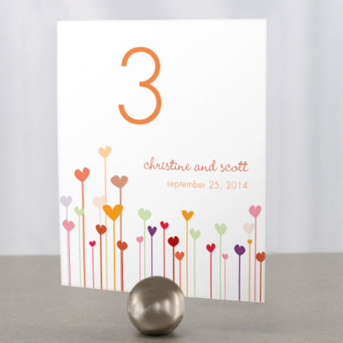 Hearts Table Number Numbers 1-12 Warm