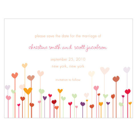 Hearts Save The Date Card Warm