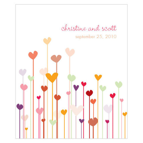 Hearts Rectangular Label Warm