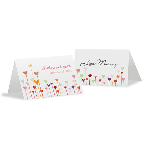 Hearts Place Card With Fold Warm