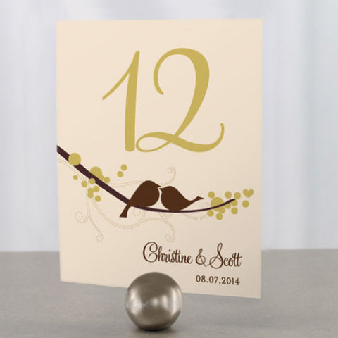 Love Bird Table Number Numbers 1-12 Winter