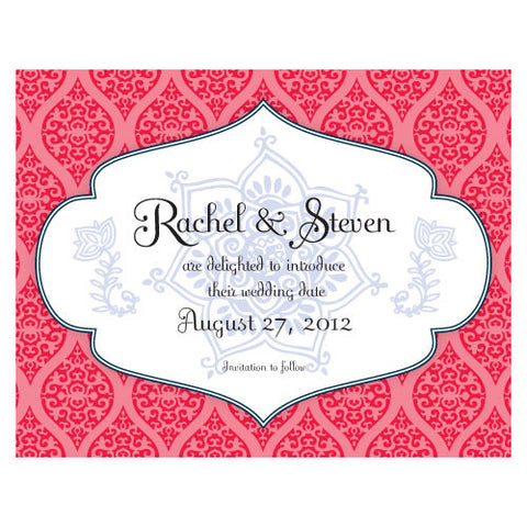 Moroccan Save The Date Card Red