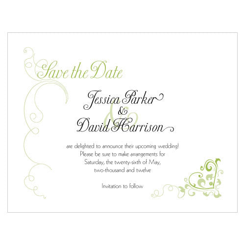Heart Filigree Save The Date Card Lavender