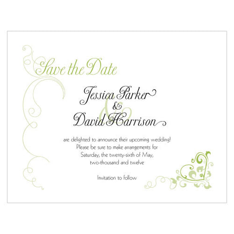 Heart Filigree Save The Date Card Lavender
