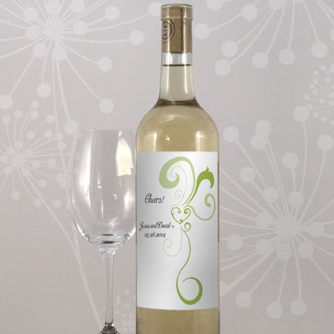Heart Filigree Wine Label Lavender